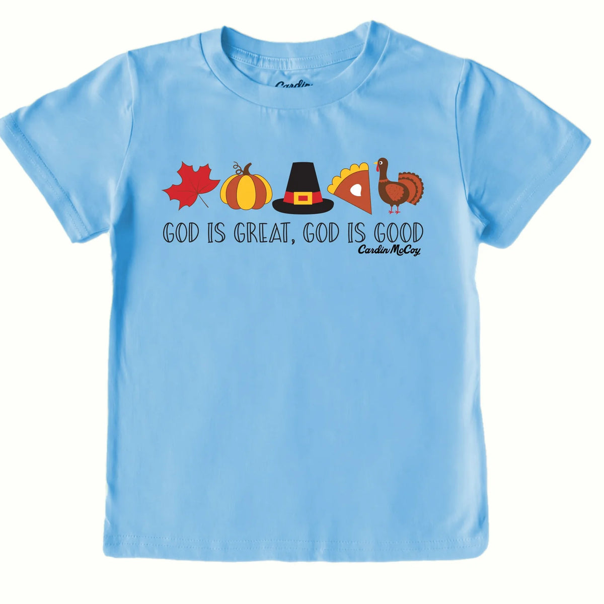 kids' God is great short-sleeve tee, light blue | cardin mccoy