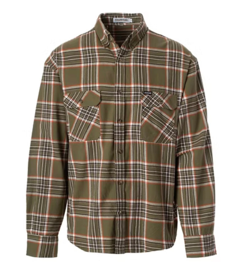 youth cattleman flannel button down, green | fieldstone