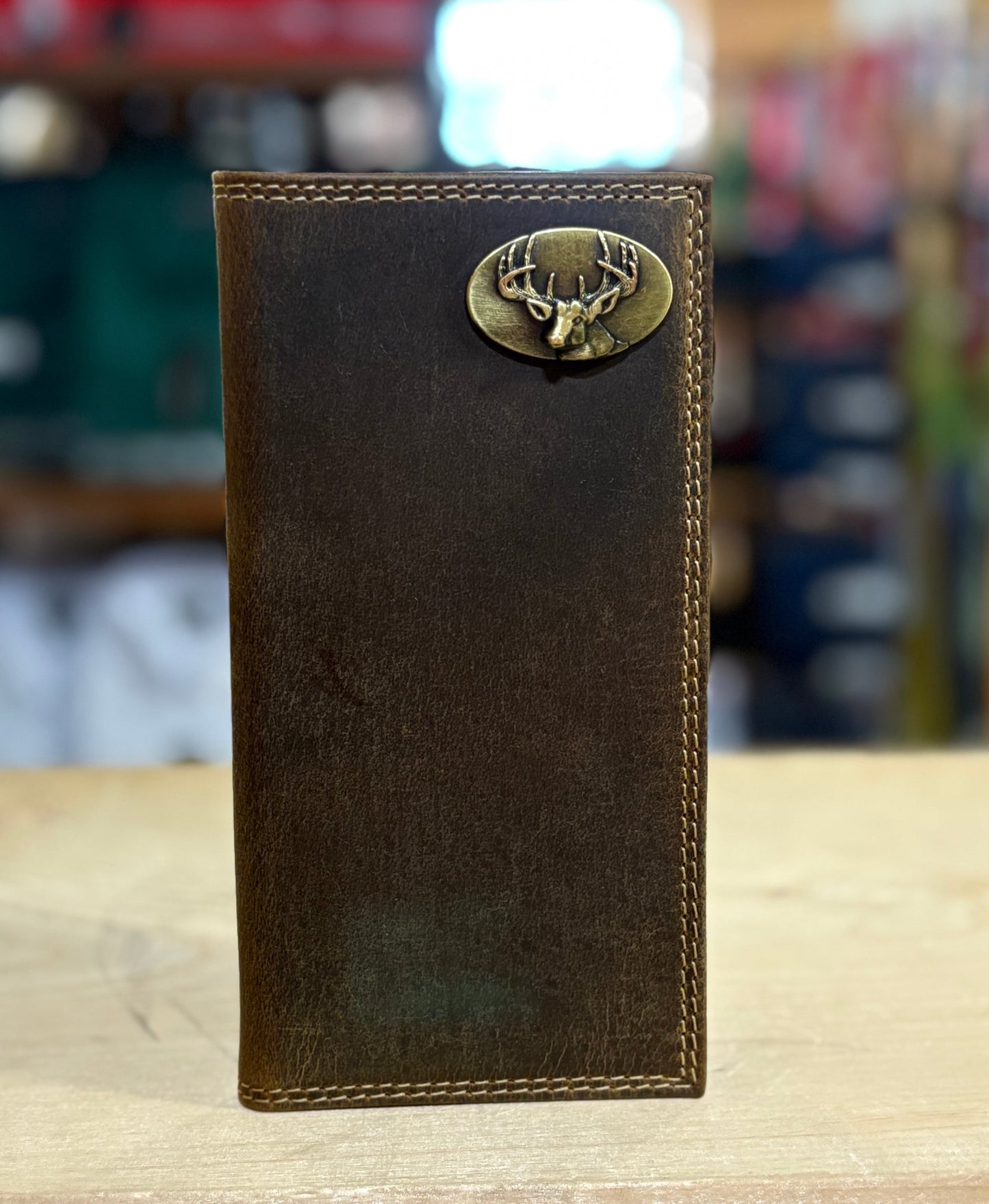 buck vintage tan leather secretary wallet | zeppro