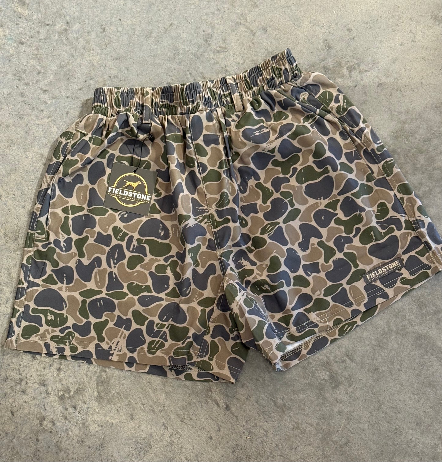 backwoods camo shorts | fieldstone