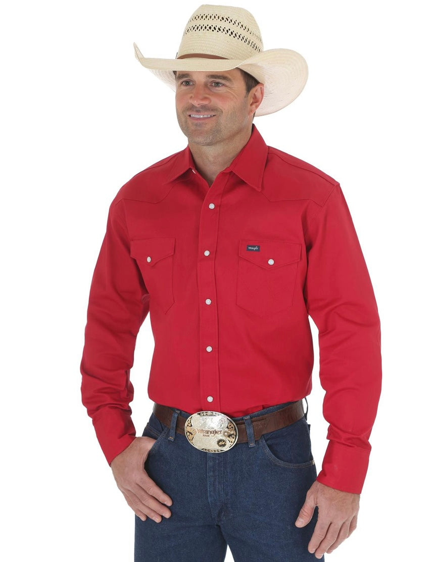 authentic cowboy cut work shirt, red | wrangler