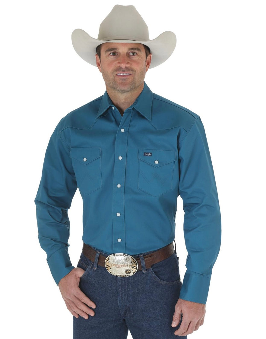 authentic cowboy cut work shirt, dark teal | wrangler