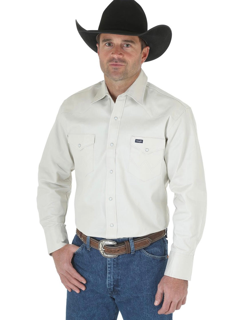 authentic cowboy cut work shirt, stone white | wrangler
