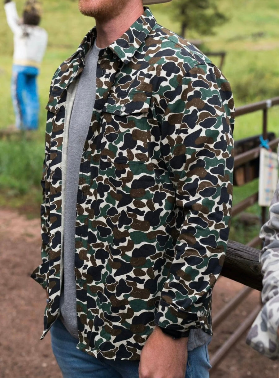 cotton twill button-up, throwback camo | burlebo