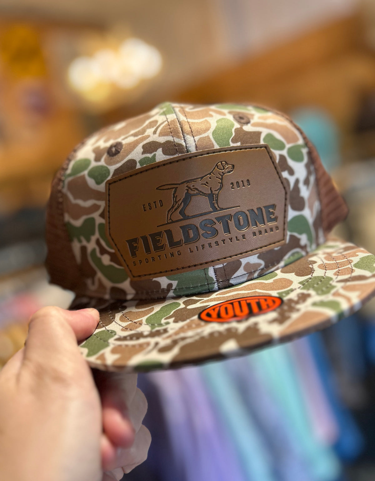 youth vintage camo hat | fieldstone