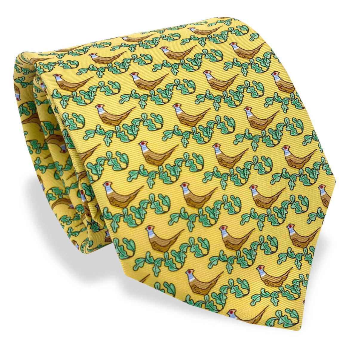 pheasant run tie, yellow | bird dog bay