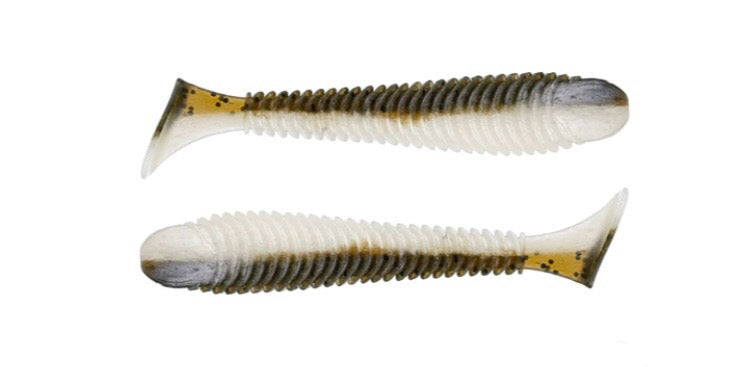 saucy swimmer 3.8" - green pumpkin pearl