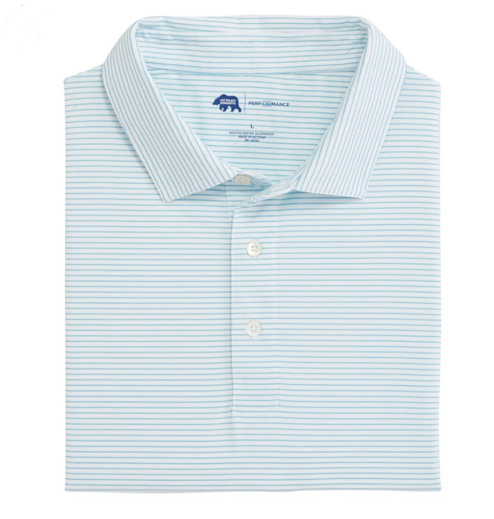 birdie stripe performance polo, cabana blue | onward reserve