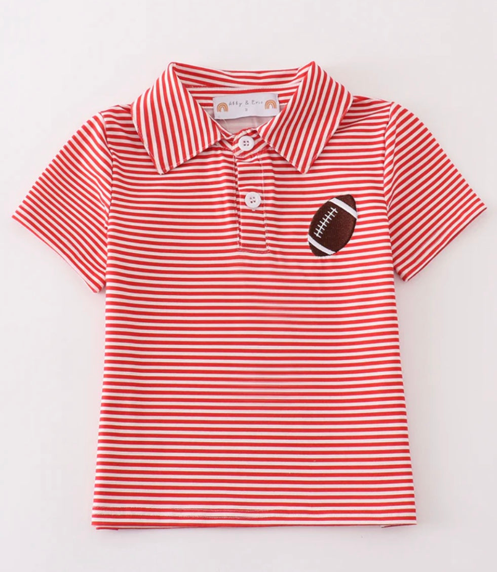 football polo, red stripe