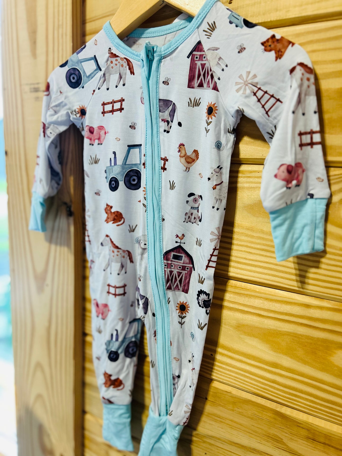 bamboo farm romper pajamas