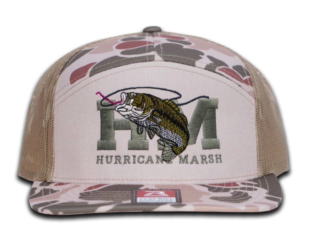 the bass harvest camo richardson 7 panel hat | hurricane marsh