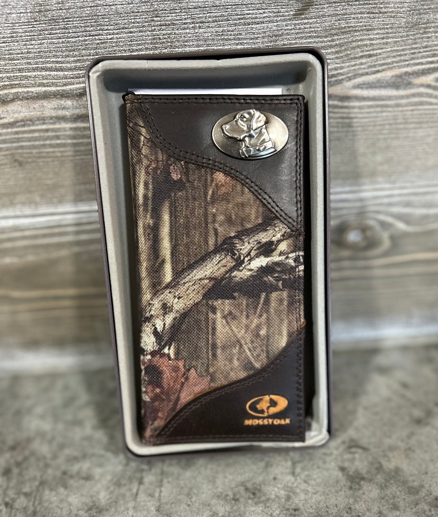 mossy oak & leather roper wallet, lab | zep-pro