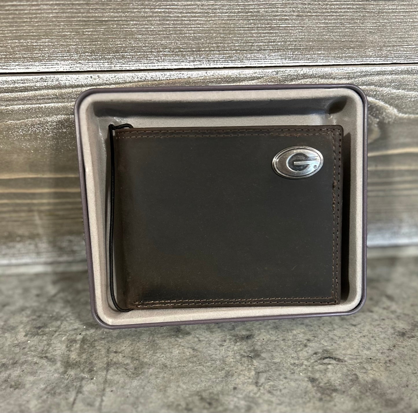 brown leather bifold wallet, UGA | zep-pro