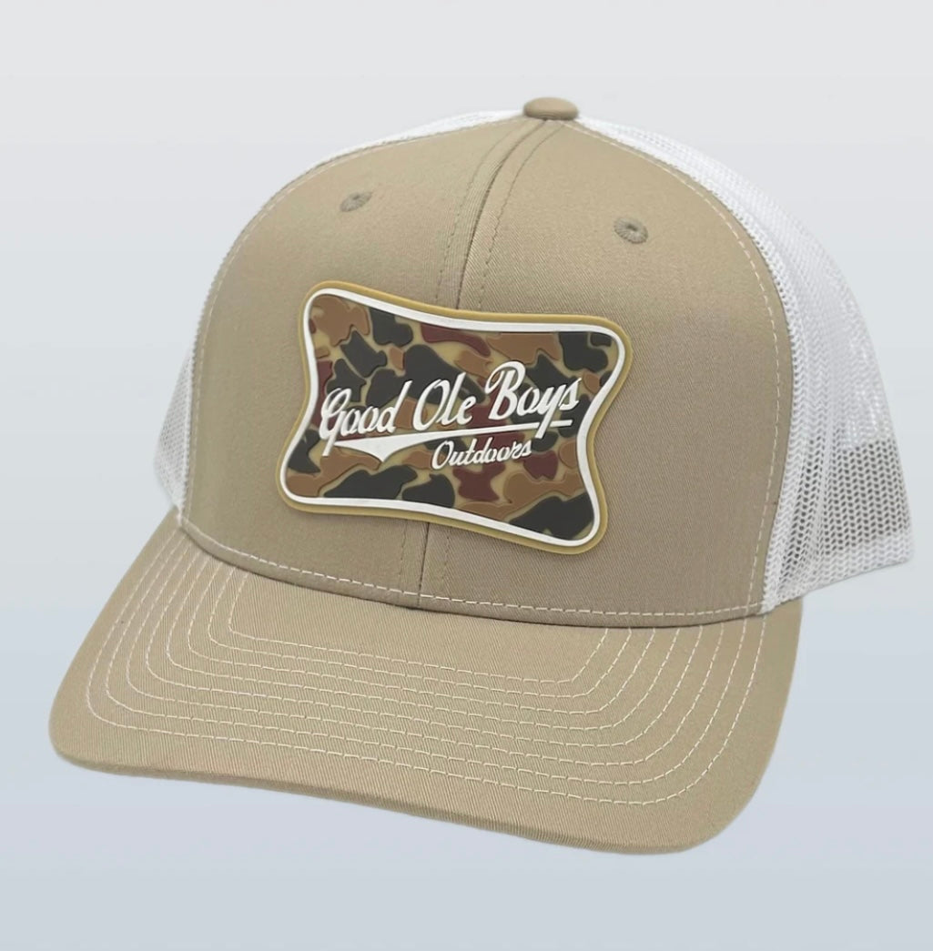 good ole boys camo MHL patch hat, khaki/white