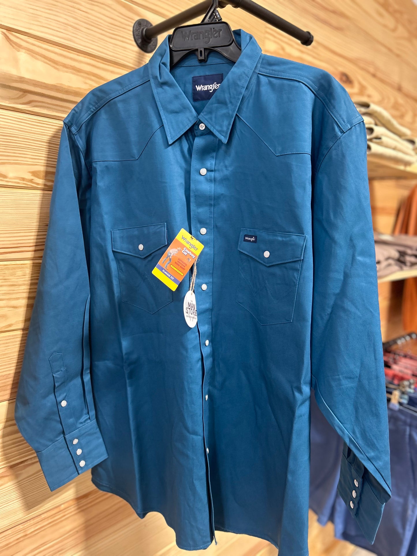 authentic cowboy cut work shirt, dark teal | wrangler