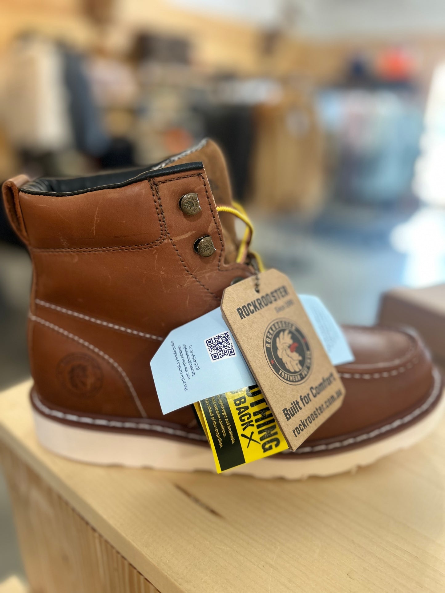 RockRooster Edgewood Men's 6 inch Brown soft toe wedge work boots with Vibram® Outsole