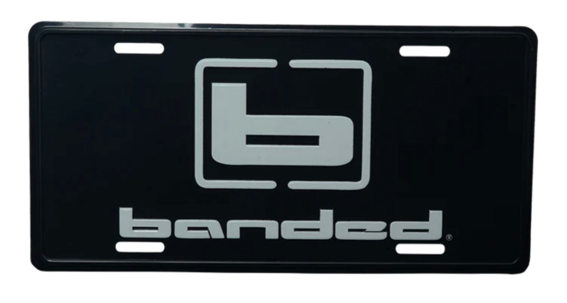 banded license plate, black/white