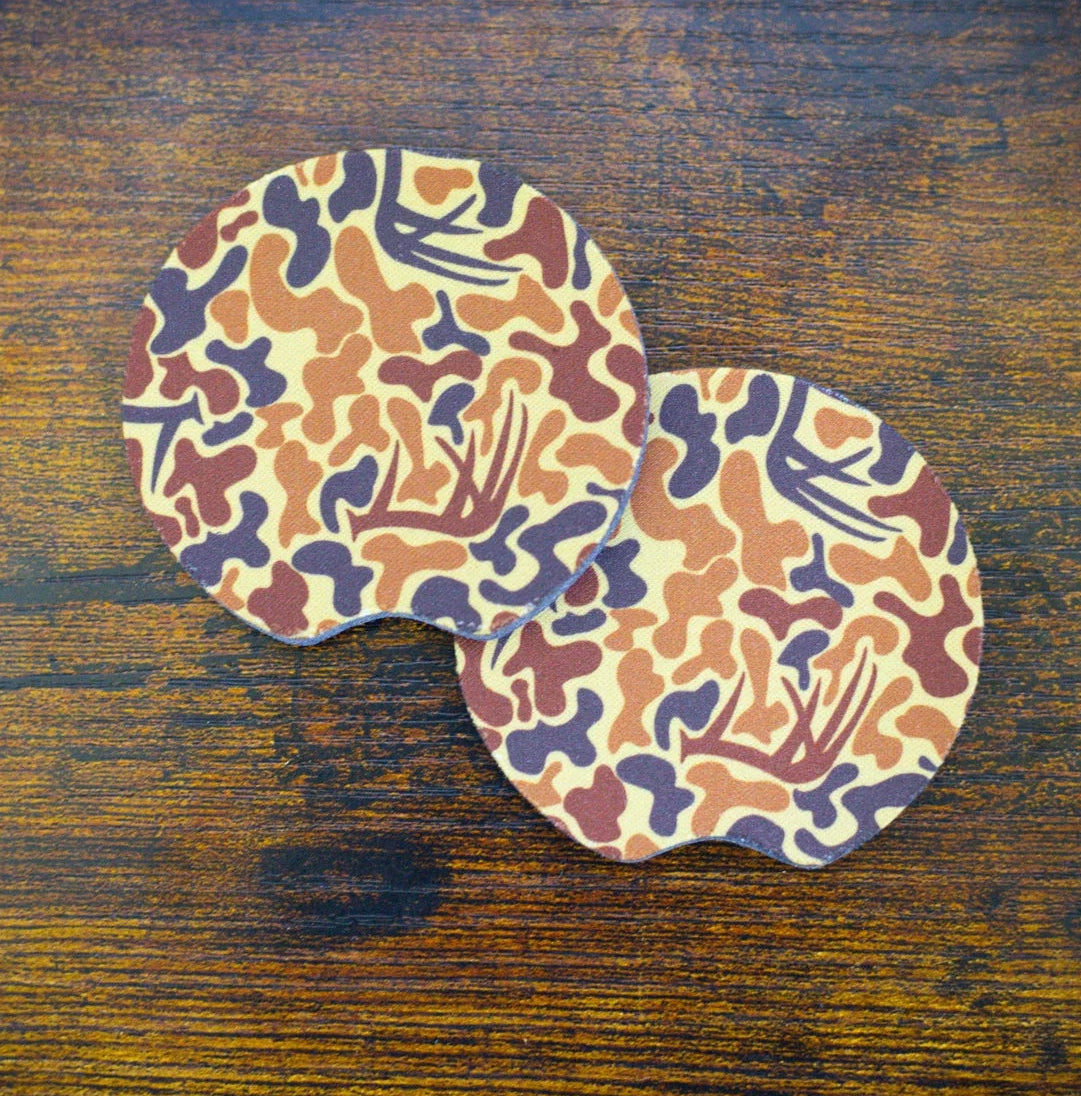antler camo car coaster | scent south