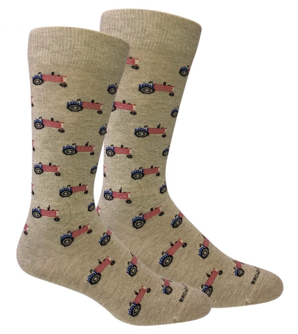 farm america socks, oatmeal heather | brown dog