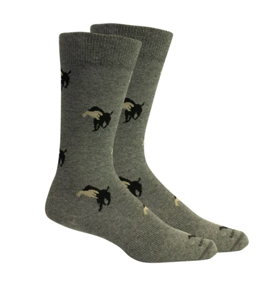 church socks, grey heather | brown dog