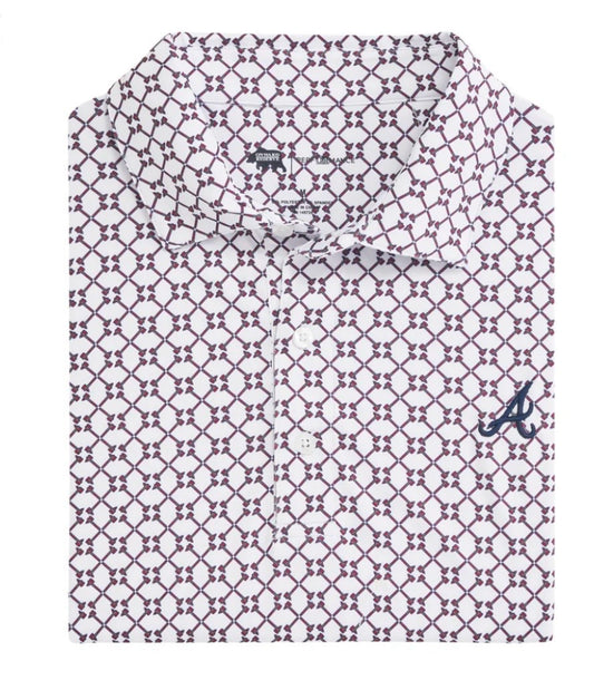 atlanta braves tomahawk printed performance polo | onward reserve