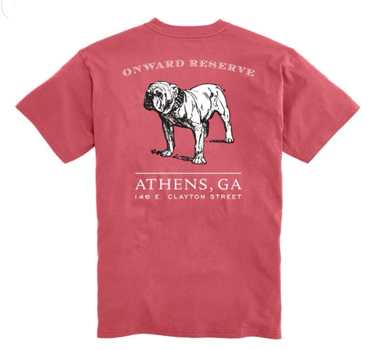 Athens logo short sleeve tee, washed red | onward reserve