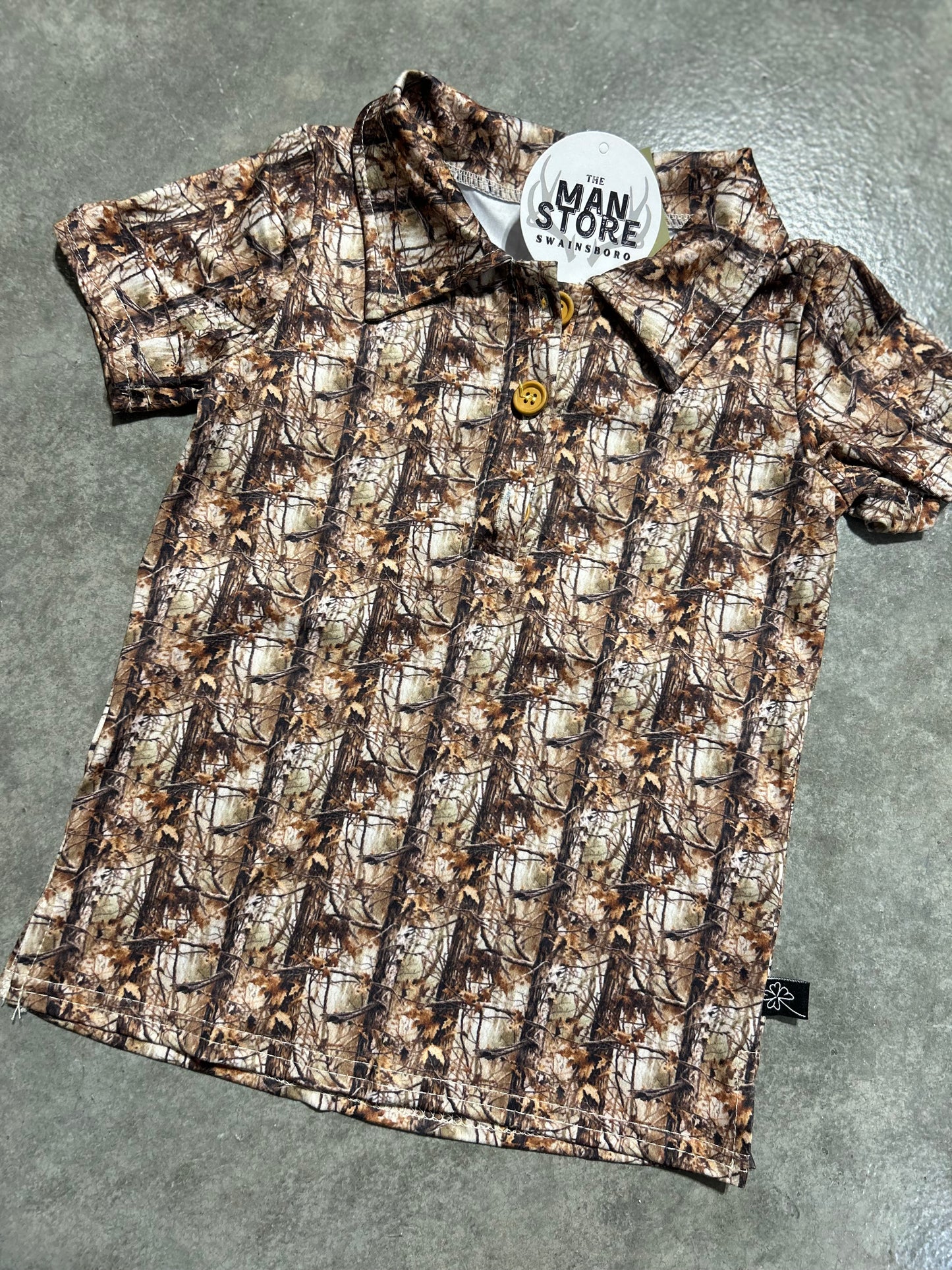 boys' tree camo polo