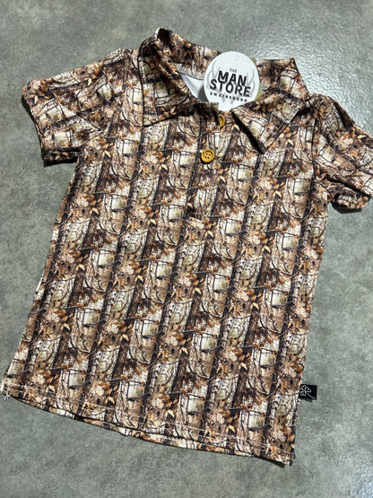 boys' tree camo polo