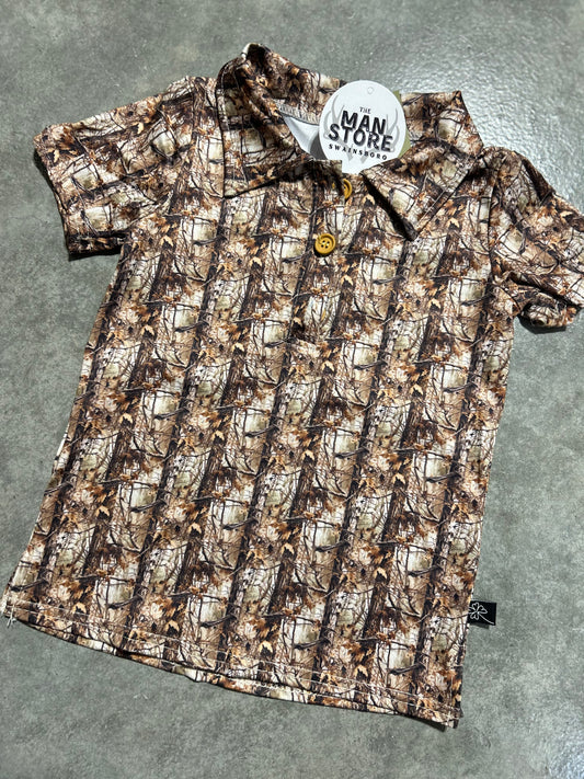 boys' tree camo polo