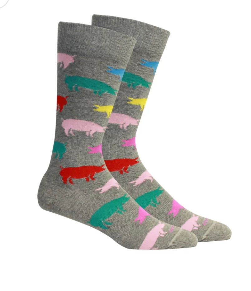 wilbur socks, light grey heather | brown dog