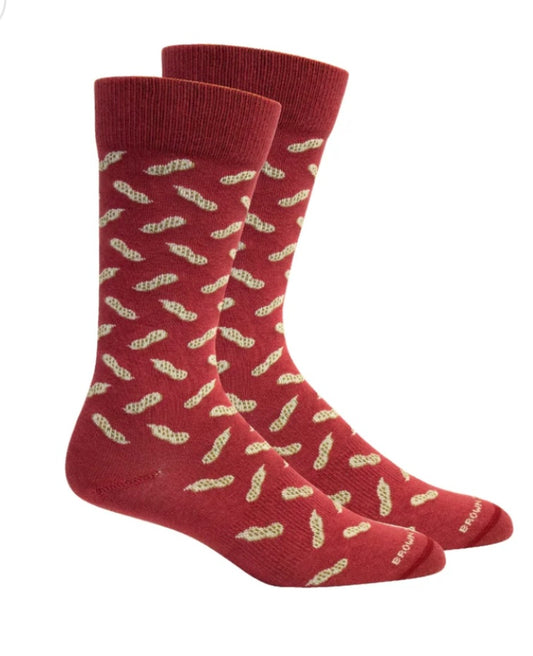 peanuts socks, red | brown dog