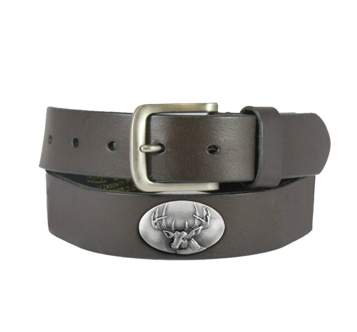 buck brown leather concho belt | zeppro