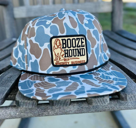 booze hound blue old school camo hat