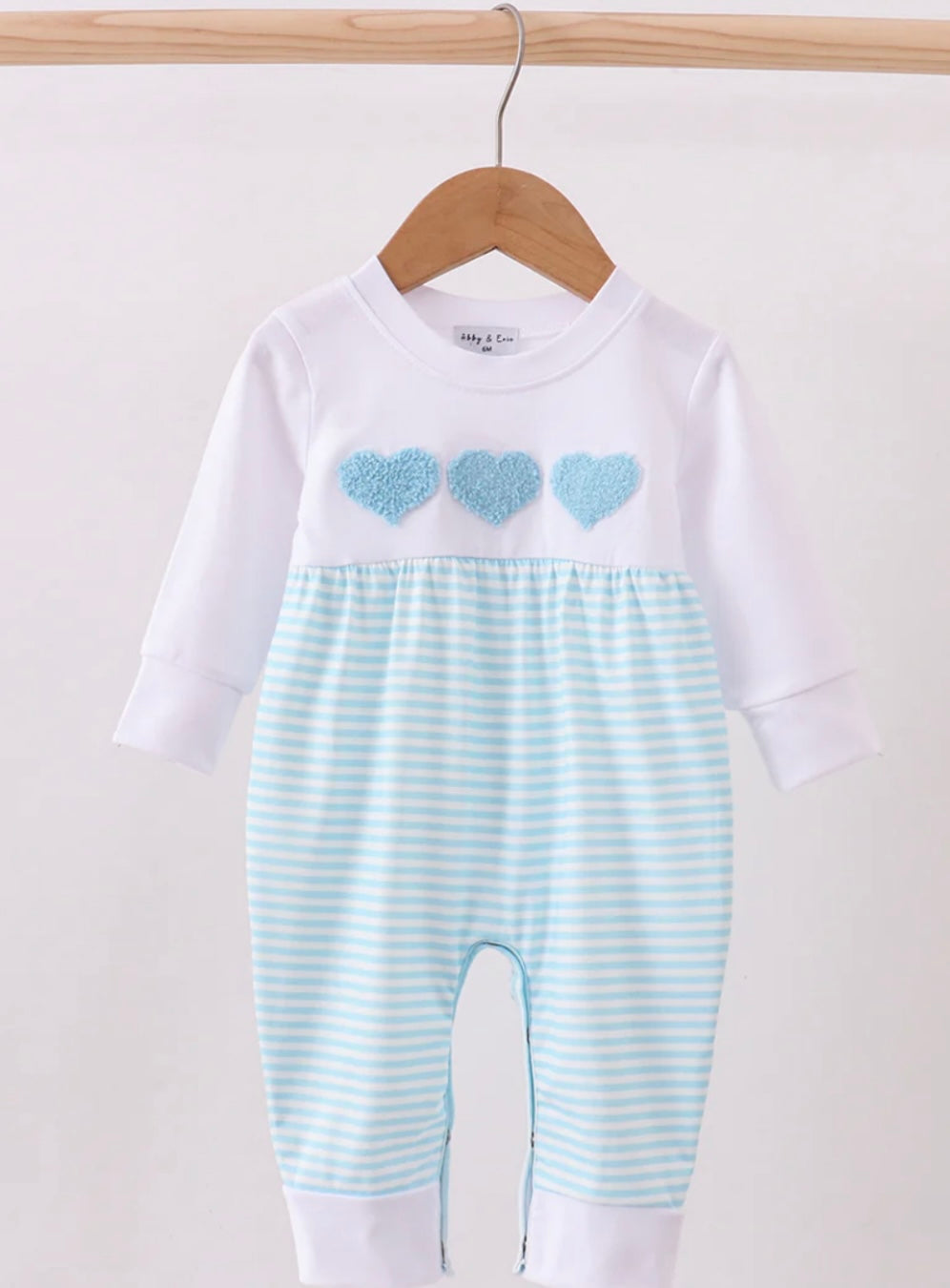 valentine blue heart romper