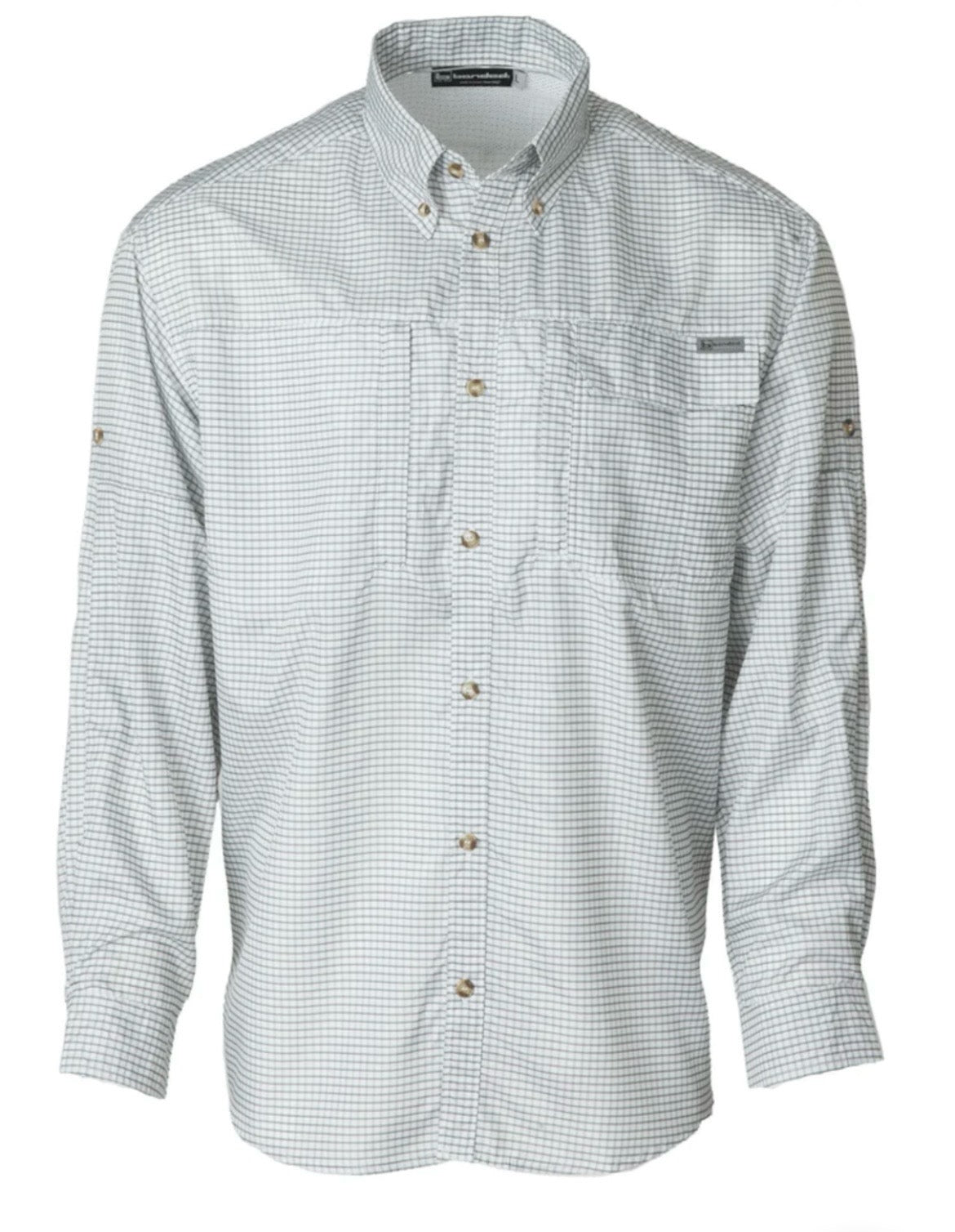 performance fishing shirt, graphite plaid | banded