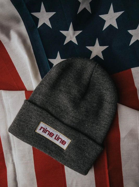 american made knit cuffed beanie, dark grey | nine line