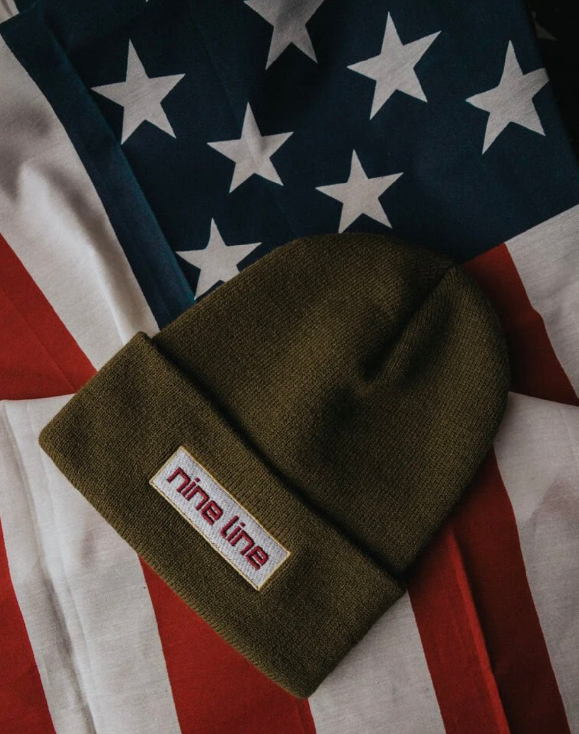 American made knit cuffed beanie, olive