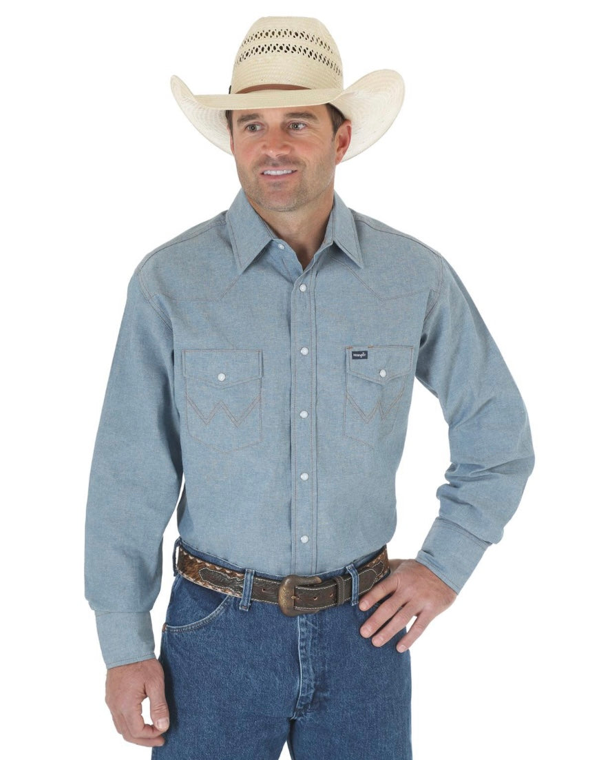 authentic cowboy cut work shirt, chambray | wrangler