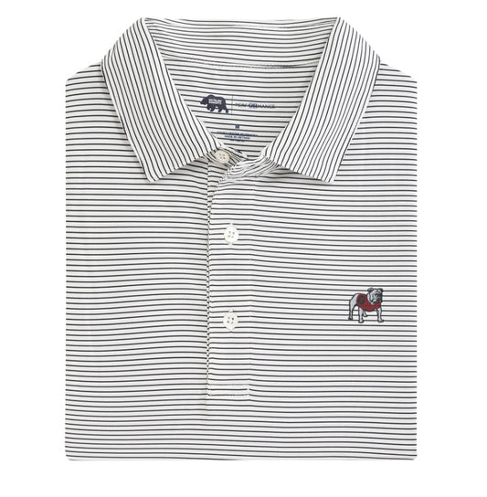 black + white birdie stripe standing bulldog polo | onward reserve