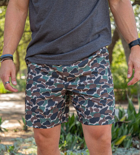 burlebo everyday shorts, throwback camo