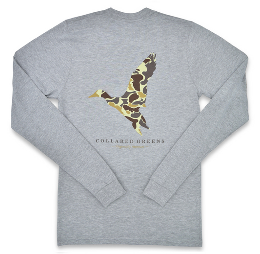 camo mallard long sleeve grey | collared greens