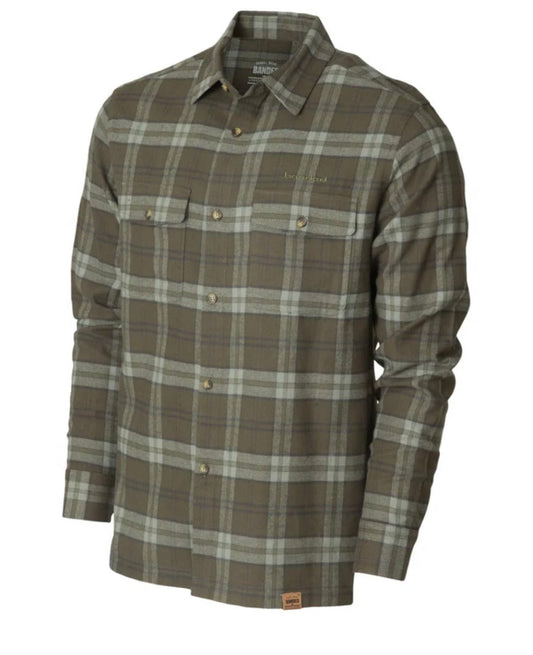 everglades flannel shirt, dark olive plaid | banded