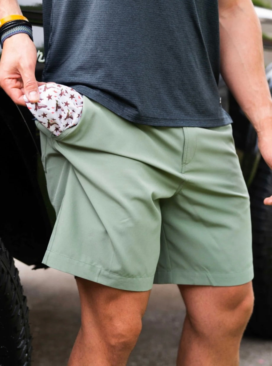 everyday shorts, light sage