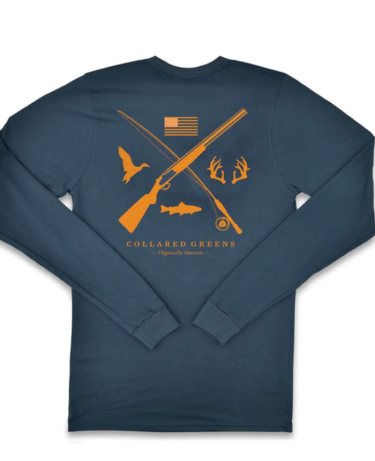 field & stream long sleeve steel blue | collared greens