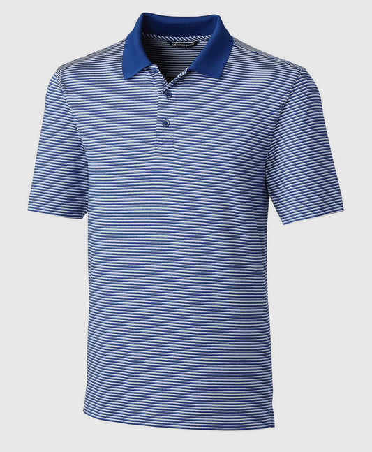 BIG & TALL forge tonal stripe stretch polo, tour blue | cutter & buck