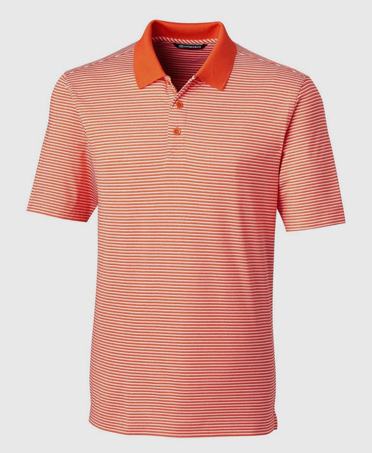 BIG & TALL forge tonal stripe stretch polo, college orange | cutter & buck