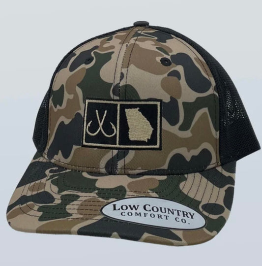 georgia hooks hat, old school camo/black