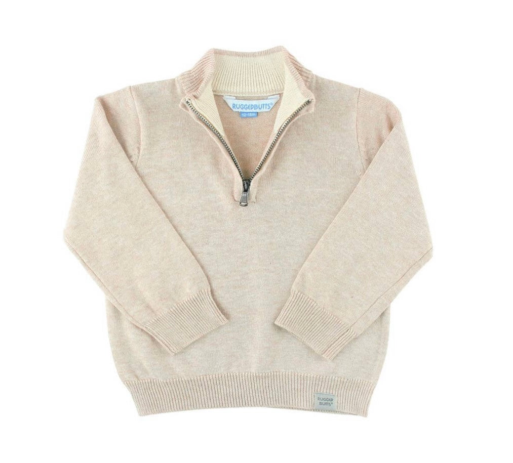 heather oatmeal quarter-zip | rufflebutts