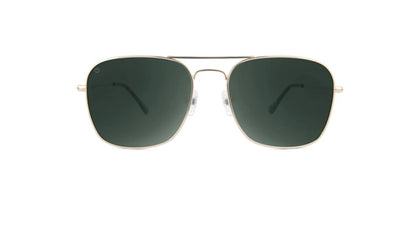 gold/aviator green mount Evans sunglasses | Knockaround