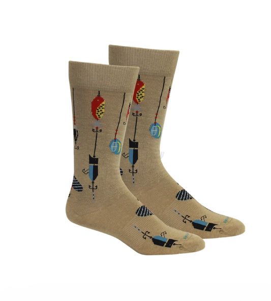 lured fishing socks, khaki | brown dog